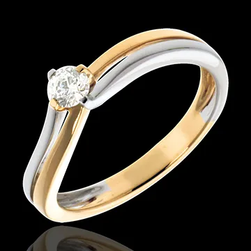 Solitario Canal - oro amarillo y oro blanco 18 quilates