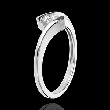 Anillo solitario Nido Precioso - Eclipse Lunar - oro blanco 18 quilates