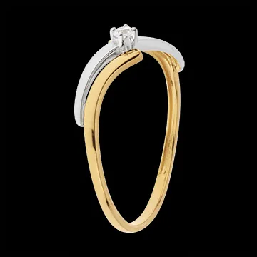 Anillo Solitario Evasión - oro blanco y oro amarillo 18 quilates - diamante 0.04 quilate