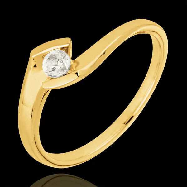 Anillo solitario Nido Precioso - Noche de Verano - oro amarillo 18 quilates