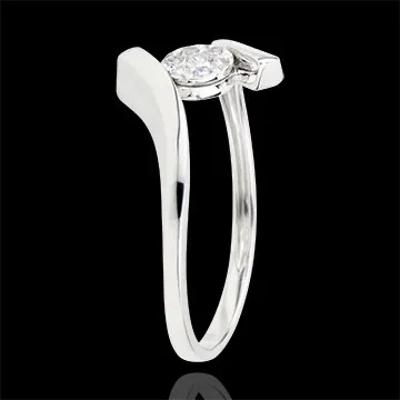 Anillo solitario Nido Precioso - Pepita de Amor - oro blanco 9 quilates