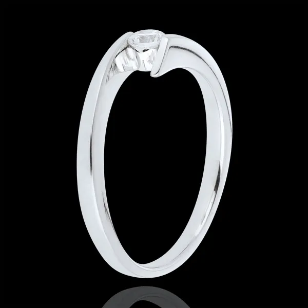 Anillo Solitario Princesa Estrella - oro blanco 18 quilates