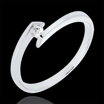 Solitario Nido Precioso - Princesa estrella - oro blanco 9 quilates - diamante 0.08 quilates