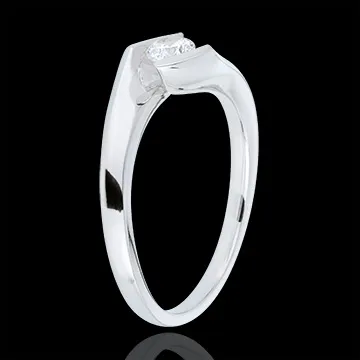 Anillo solitario Nido Precioso - Noche de Verano - oro blanco 9 quilates - diamante 0.22 quilates