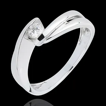 Anello Solitario Nido Prezioso - Monte Diamante - Oro bianco - 18 carati - Diamante