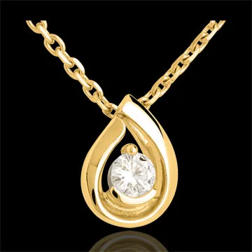 Ciondolo Lacrima diamante - Oro giallo - 18 carati - Diamante - 0.21 carati