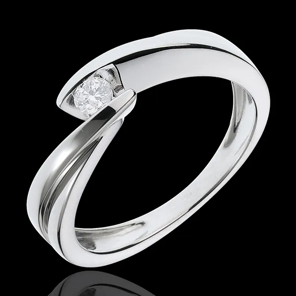 Solitario Nido Prezioso - Ondina - Oro bianco - 18 carati - Diamante