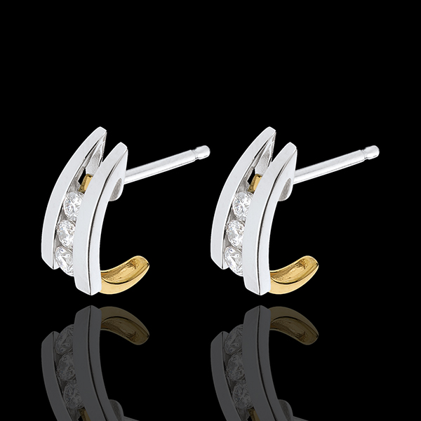 Orecchini Tirabaci - Oro bianco e Oro giallo - 6 Diamanti - 0.24 carati