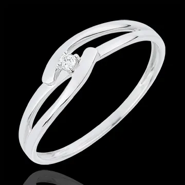 Solitario Nido Prezioso - Unione Bianca - Oro bianco - 18 carati - Diamante