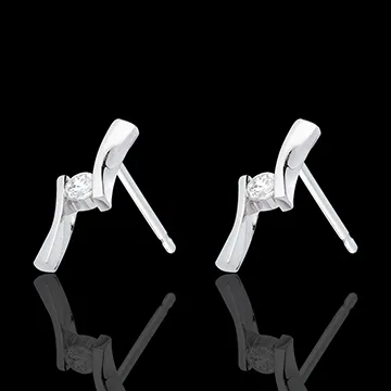 Orecchini Nido Prezioso - Apostrofo diamanti - Oro bianco - 18 carati - Diamante