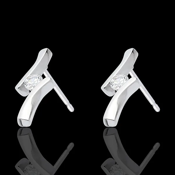 Orecchi Nido Prezioso - Apostrofo diamanti - Oro bianco - 18 carati - Diamanti