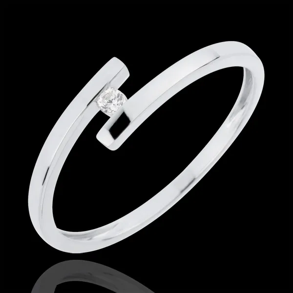 Solitario Nido Prezioso - Daria - Oro bianco - 18 carati - Diamante 
