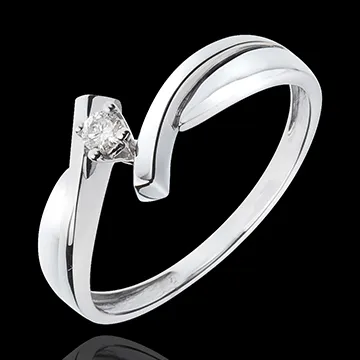 Solitario Nido Prezioso - Zeus - Oro bianco - 18 carati - Diamante 