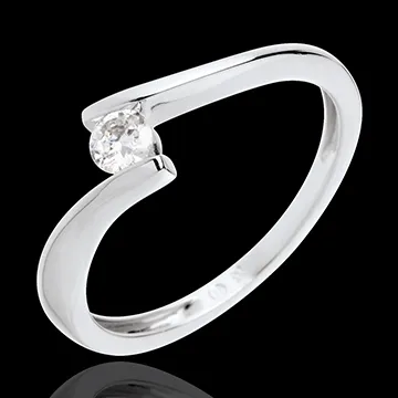 Solitario Nido Prezioso - Apostrofo- Oro bianco - 18 carati - Diamante - 0.16 carati