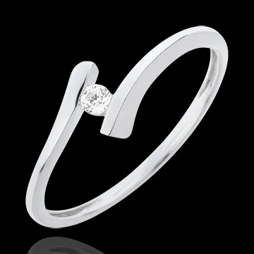 Anello Solitario Apostrofo - Oro bianco - 18 carati - Diamante