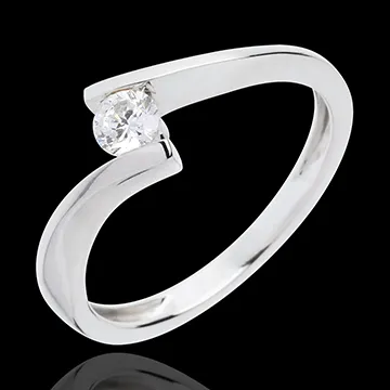 Solitario Nido Prezioso - Apostrofo - Oro bianco - 18 carati - Diamante - 0.2 carati