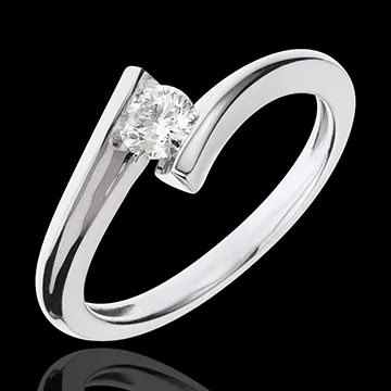 Anello solitario Nido Prezioso - Eclissi Lunare - Oro bianco - 18 carati - Diamante