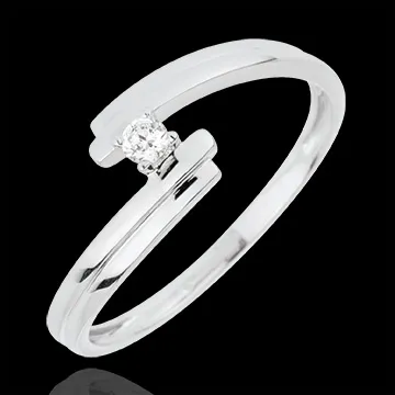Anello Solitario Nido Prezioso - Amore per Sempre - Oro bianco - 18 carati - Diamante