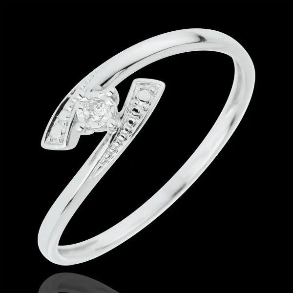 Anello Solitario Nido Prezioso - Dimmi di sì - Oro bianco - 18 carati