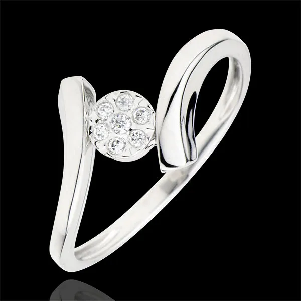Anello Nido Prezioso - Pepita d'Amore - Oro bianco - 9 carati - Diamanti