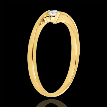 Anello solitario Nido Prezioso - Principessa stella - Oro giallo - 9 carati - Diamante