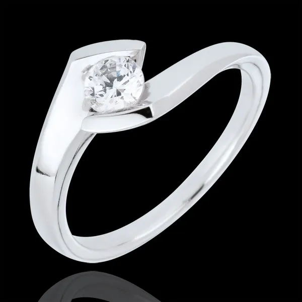 Anello Solitario Nido Prezioso - Sera d'estate - Oro bianco - 18 carati - Diamante - 0.32 carati