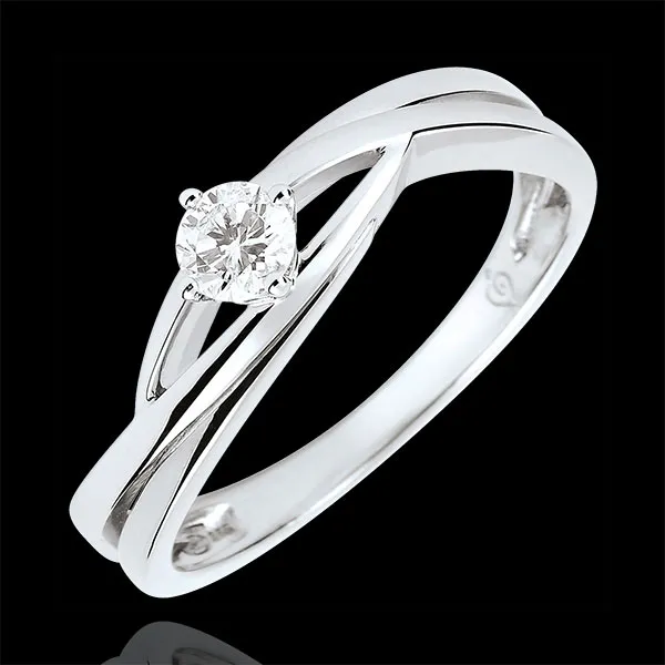 Anello solitario Nido Prezioso - Daria - Diamante 0.15 carati - Oro bianco 18 carati