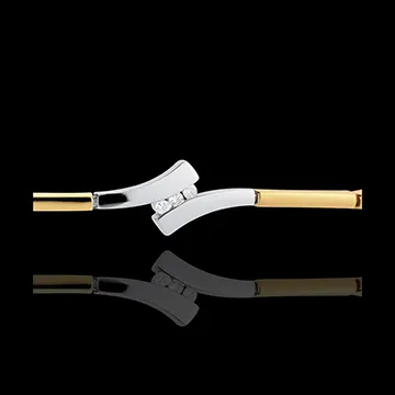 Bracciale Spighe - Oro bianco e Oro giallo - 18 carati - 15 Diamanti - 0.15 carati