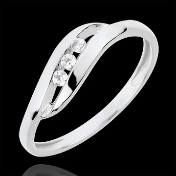 Anello Trilogia Nido Prezioso - Chérie- Oro bianco - 18 carati