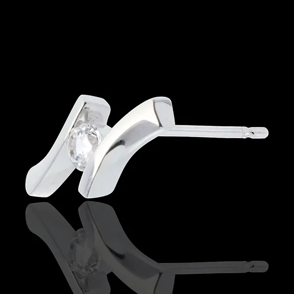 Orecchini Nido Prezioso - Apostrofo diamanti - Oro bianco - 18 carati - Diamanti - 0.19 carati