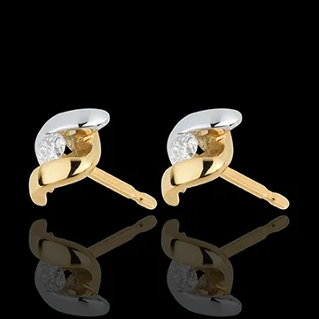 Orecchini Nido Prezioso - Signorina - Oro bianco e Oro giallo - 18 carati - Diamanti