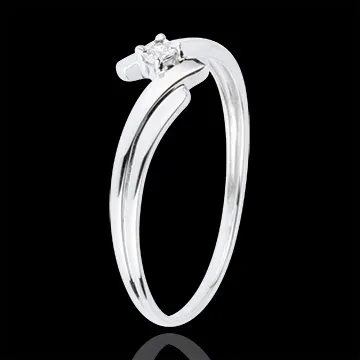 Solitario Nido Prezioso - Cigno - Oro bianco - 18 carati - Diamante 