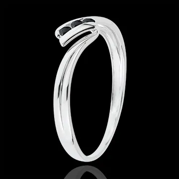Anello Trilogy Nido Prezioso - Euforia - Oro bianco - 18 carati -Diamanti neri