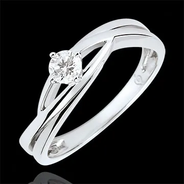 Anello solitario Nido Prezioso - Daria - Diamante 0.15 carati - Oro bianco 18 carati