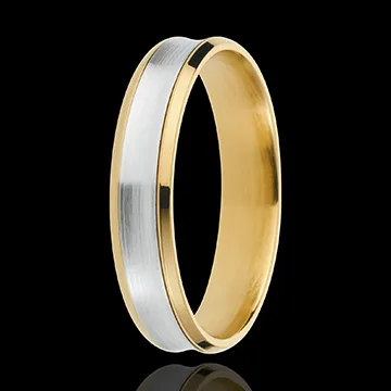 Obrączka Dandys - 4 mm - złoto białe i złoto żółte 18-karatowe