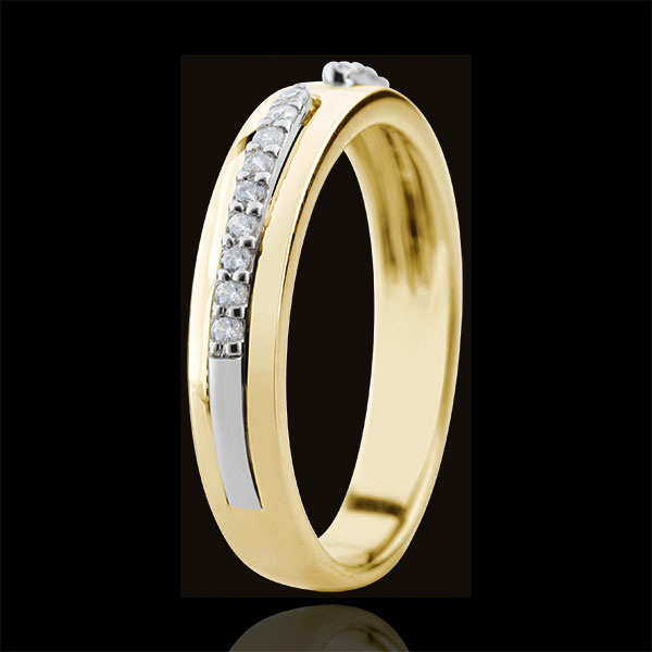 Obrączka Obietnica - złoto żółte 18-karatowe i diamenty - duży model