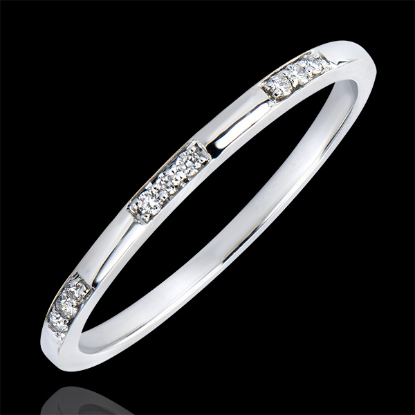 Obrączka Pochodzenie – Panienka – białe złoto 18-karatowe z diamentami