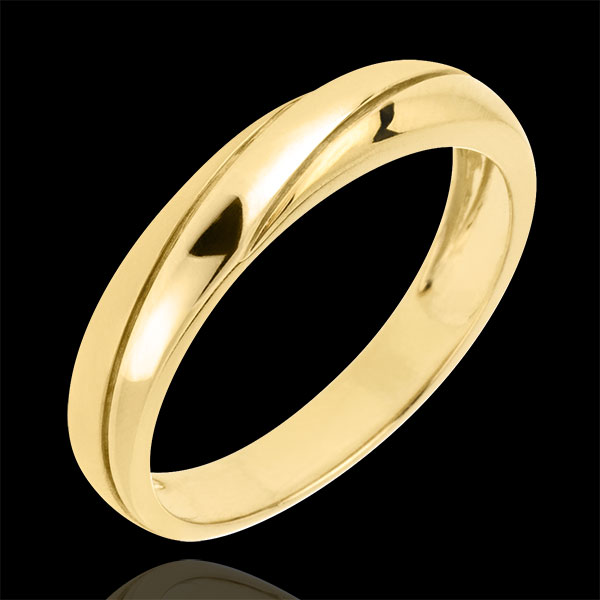 Obrączka Saturn z trzema diamentami - złoto żółte 9-karatowe