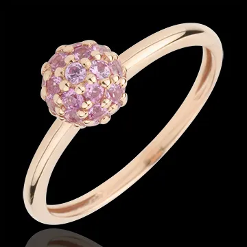 Bague Oiseau de Paradis - boule - or rose 9 carats et saphir rose