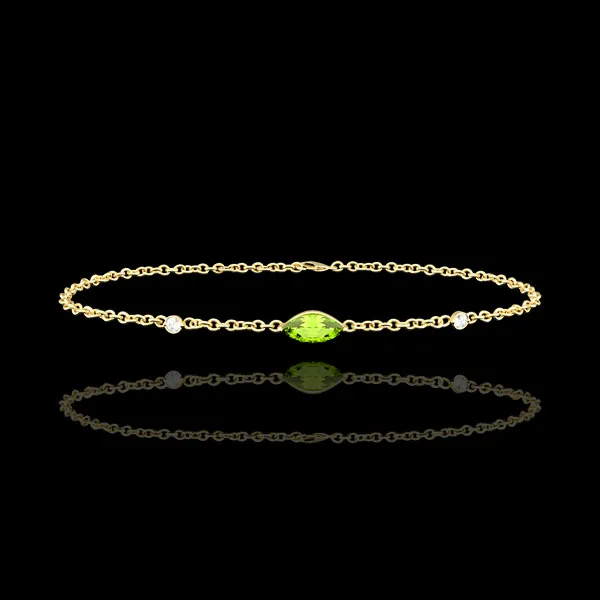 Bracelet Regard d'Orient - péridot et diamants - or jaune 9 carats