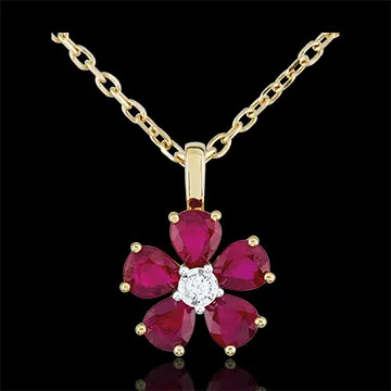 Pendentif Maria Flora - rubis - or jaune 9 carats