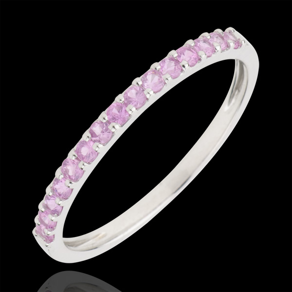Bague Oiseau de Paradis - un rang - or blanc 9 carats et saphir rose