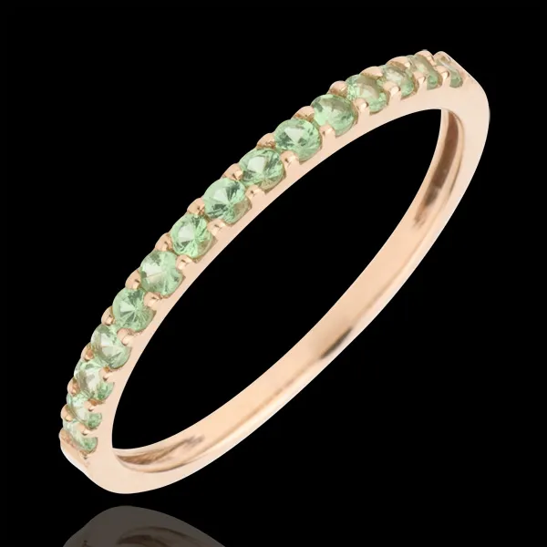Bague Oiseau de Paradis - un rang - or rose 9 carats et tsavorite