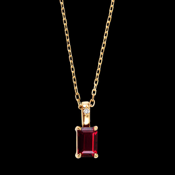 Collier Ardent – Or jaune 9 carats, rubis et diamants synthétiques