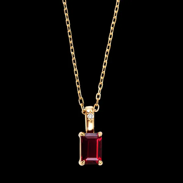 Collier Ardent – Or jaune 9 carats, rubis et diamants synthétiques