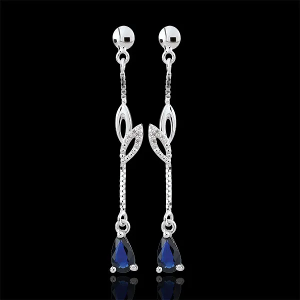 Boucles d'oreilles Evina - or blanc 9 carats et saphirs