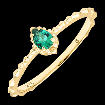 Bague Idris – Or jaune 9 carats et émeraude synthétique