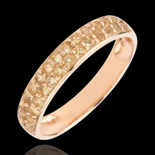 Bague Oiseau de Paradis - deux rangs - or rose 9 carats et citrine jaune