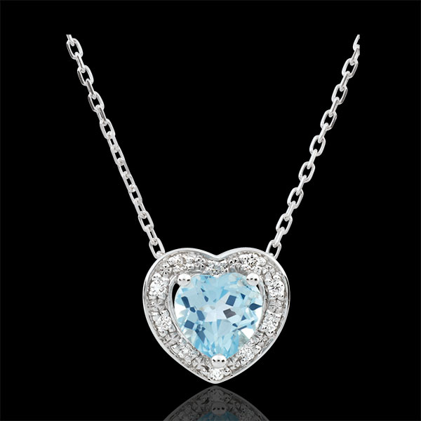 Collier Coeur Enchantement - topaze bleue - or blanc 18 carats