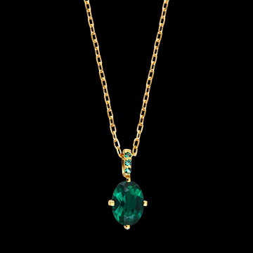 Collier Emeralda – Or jaune 9 carats et émeraudes synthétiques